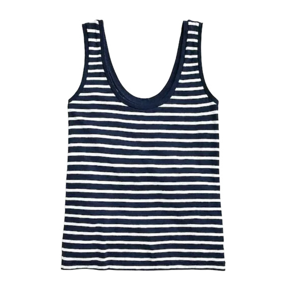NWT J. Crew Navy and White Stripe Vintage Cotton Scoop Neck Tank - SIZE L - Picture 7 of 7